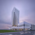 Modern High Rise Hotel Building With Unique Glass Facade And Podium Design