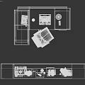 Modern Office Interior With Wooden Bookshelf Desk Laptop Vase Books And File Cabinet