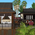 Scenic Waterfront Vacation Rental Building with Palm Trees and Sandy Beach