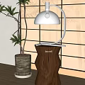 Table lamp table lamp side a few green plants 3d model