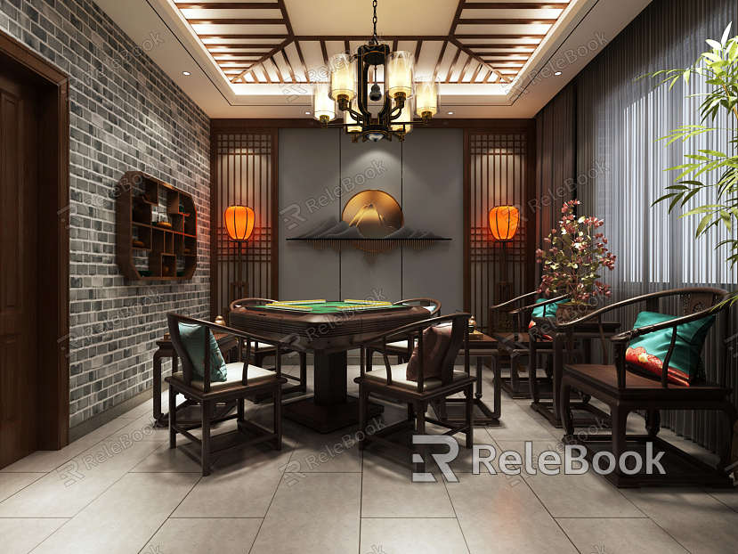 New Chinese Chess and Card Room Mahjong Room model