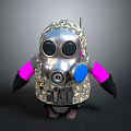 Tactical Weapon Character In Camouflage Uniform With Silver Gas Mask And Pink Sleeves