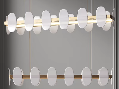 Modern Double Layer Hanging Chandelier With White Oval Elements And Gold Metal Frame 3d model