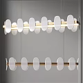 Modern Double Layer Hanging Chandelier With White Oval Elements And Gold Metal Frame 3d model