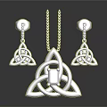 Elegant Silver Celtic Triquetra Jewelry Set with Intertwined Triangles Pendant and Earrings