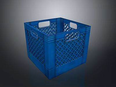 Blue Plastic Storage Basket With Mesh Design And Handles For Home Organization 3d model