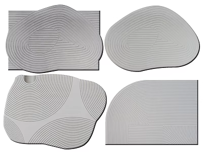 Shaped Rugs With Minimalist Line Patterns And Unique Forms 3d model