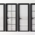 Modern Hinged Doors with Black Frames and Various Glass Designs for Home Interior 3d model