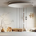 Chinese-style Landscape Window Display Decoration with Stone Dead Branch and Pottery Pot 3d model