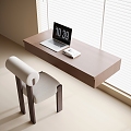 Modern bedroom desk chair single chair venetian blinds 3d model