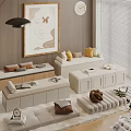 Modern Living Room Interior With Beige Sofas Cushions Decorative Painting And Blinds