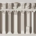 Classical Roman Columns with Ornate Capitals and Intricate Architectural Details