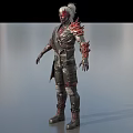 Game And Movie Character With White Hair Red Markings Black Outfit And Red Spikes