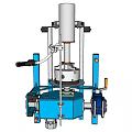 Industrial Equipment With Blue Support Frame Silver Cylindrical Tank Control Handles And Pipes