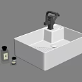 Stylish Modern White Ceramic Washbasin With Black Faucet And Bathroom Accessories