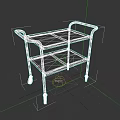 Hospital Ward Medical Cart With Metal Frame Two Tier Shelves Handrails And Wheels