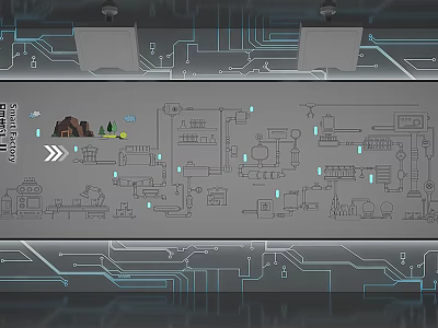 Electronic Circuit Background Wall With Modern Tech Blueprint And Detailed Lines 3d model