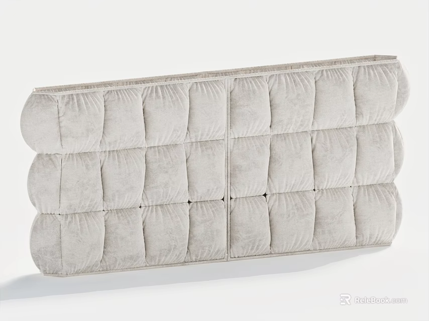 Beige Tufted Cushioned Backrest With Velvet Fabric And Rectangular Modern Design 3d model 