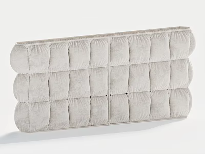 Beige Tufted Cushioned Backrest With Velvet Fabric And Rectangular Modern Design 3d model