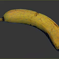 Yellow Banana With Brown Spots On Black Background And Reflected Surface