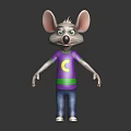 Cartoon Mouse Character Wearing Purple T Shirt Blue Jeans And Red White Sneakers