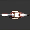 Vibrant Red And Yellow Mechanical Weapon 3D Model With Heavy Duty Pipes And Tank