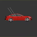 Red Shiny Sedan With Sunroof Antennas And Modern Black Design Wheels