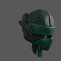 Green Mechanical Helmet With Vintage Design Worn Texture And Detailed Surface