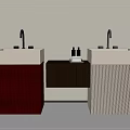 Two Tone Vanity Washbasins With Red Beige Cabinets Central Cabinet Toiletries