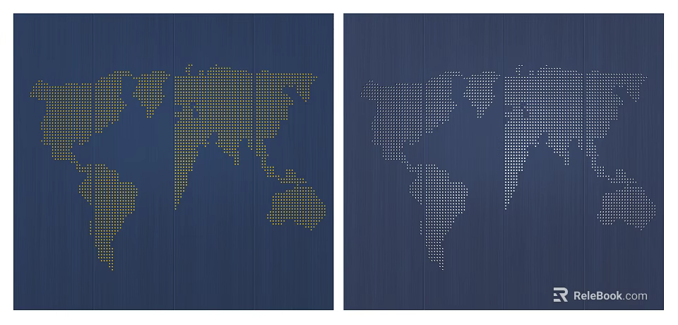 World Map Design With Yellow And White Dot Patterns On Blue Background 3d model 