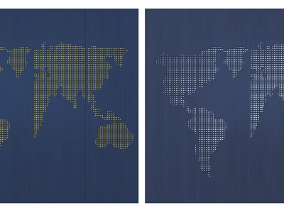 World Map Design With Yellow And White Dot Patterns On Blue Background 3d model