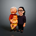 Family of Three Generations With Elderly Grandparent Holding Baby And Adult Woman Standing
