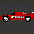 Red Race Car with Number 5 Super Speed Text White Rear Wing and Black Windows