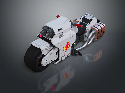 Sleek White Motorcycle With Red Accent Engine Exhaust Pipe And Mechanical Design Details 3d model