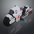 Sleek White Motorcycle With Red Accent Engine Exhaust Pipe And Mechanical Design Details