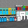 Public Facilities Featuring Colorful Lockers Information Desk And Service Counters 3d model