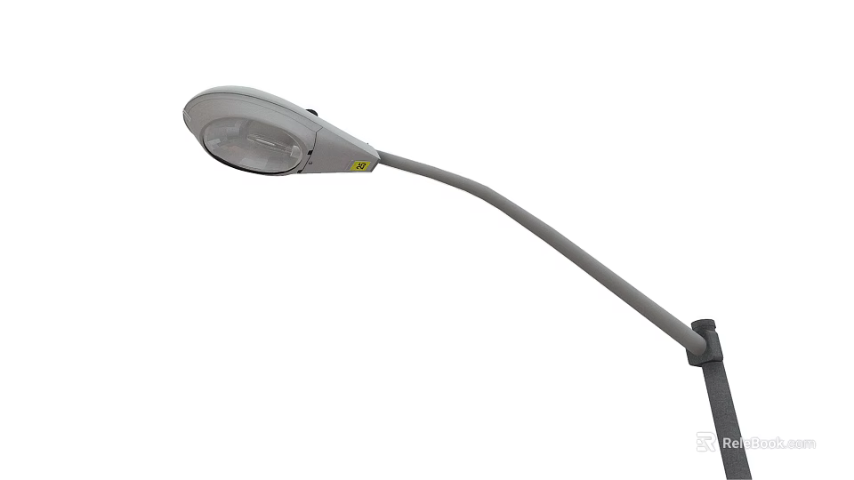 Outdoor Street Lamp With Curved Pole And Translucent Shade Lighting Fixture 3d model 