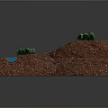 Landform Cross Section Model With Green Vegetation And Blue Water Flow