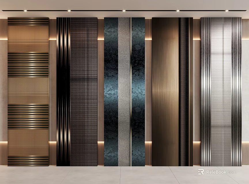 Diverse Textured Wall Panels With Multiple Colors Patterns And Surface Finishes 3d model 