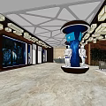 Modern KTV Lobby Interior With Elegant Lighting Decorative Column And Reception Desk 3d model