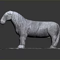 Detailed Carved Ancient Stone Horse Sculpture Displayed On Flat Stone Plinth