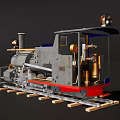 Vintage Steam Train Locomotive With Chimney And Headlamp On Tracks