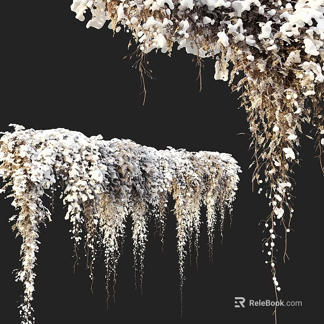 Elegant White Hanging Flowers and Cascading Vines with Natural Greenery Decor 3d model 