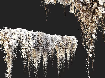 Elegant White Hanging Flowers and Cascading Vines with Natural Greenery Decor 3d model