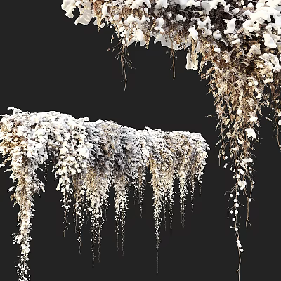 Elegant White Hanging Flowers and Cascading Vines with Natural Greenery Decor 3d model