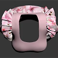 Elegant Pink Dress with Ruffle Sleeves and White Base Pink Floral Pattern