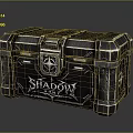 Shadow Themed Chest With Metallic Finish Decorative Locks And Engravings