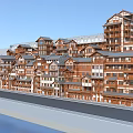 Multi Storey Commercial Complex With Traditional Wooden Exterior Balconies And Waterfront