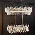 Modern Clear Glass Chandelier With Gold Metal Frame And Hanging Decorative Pieces
