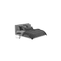Modern Double Bed With Gray Bedding Multiple Pillows And Side Table 3d model